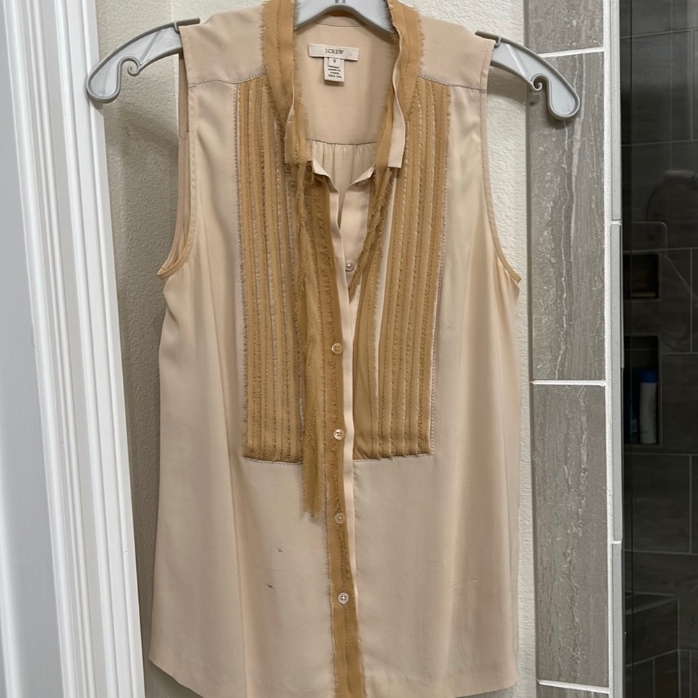 J Crew silk nude blouse. Size 0
